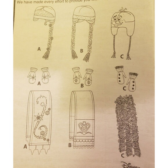 Disney's Frozen Child Hats, Mittens & Scarves Simplicity Sewing Pattern J0203 - Picture 2 of 5